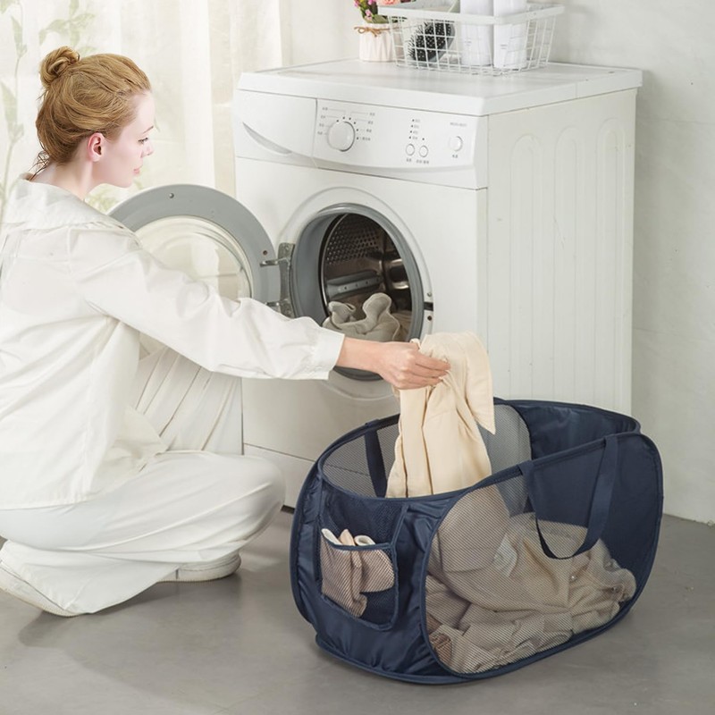 HONOMA Sturdy Mesh Laundry Hamper Basket Bag,Pop up Basket with