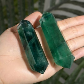 GUJOXILA 8-9 cm Green Fluorite Crystals Stones 1 Piece Large Hexagonal Gemstones Healing Stones Natural Gemstone Tower Hexagonal Point Crystal Reiki Energy Stone Meditation Gemstone