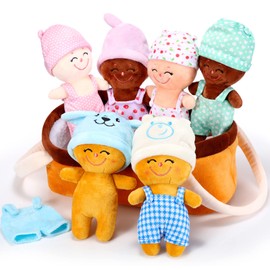6 Piece 7 Inches Basket Plush Baby Dolls Soft Multicultural Sensory Diversity Babies Toy Set Basket of Babies Creative Minds Plush Dolls for All Ages