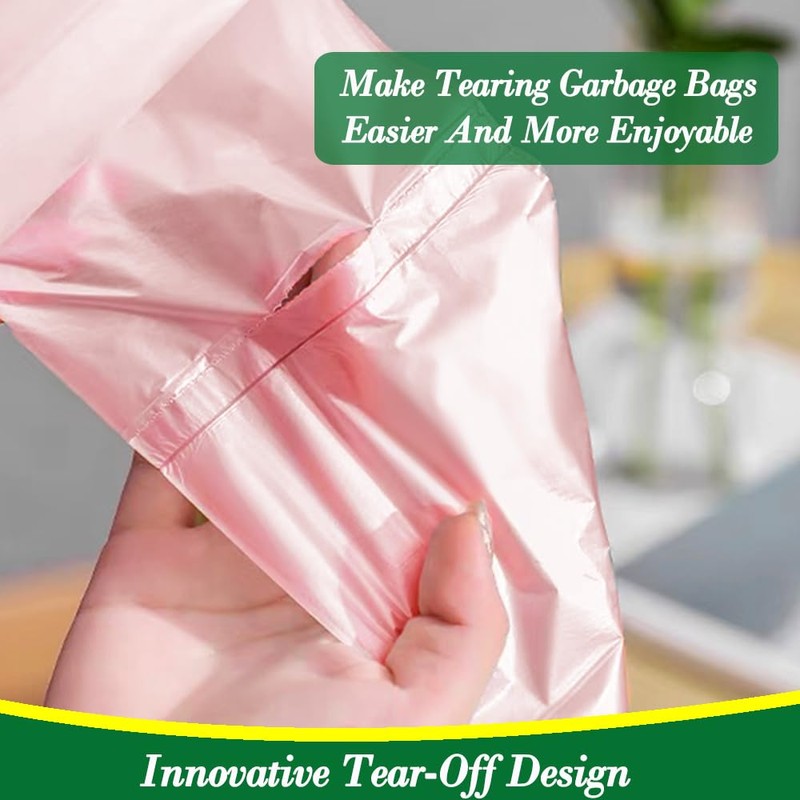 Hommaly 1.2 Gallon 240 pcs Small Pink Trash Bags, Strong