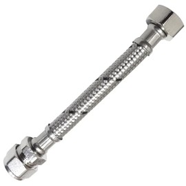 Reeds 15mm x 1/2inch Flexi 161mm Short Flexible Braided Tap & Inlet Valve Connector