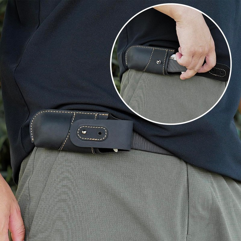 Topstache Leather Knife Sheath for Belt - Horizontal Carry Knife