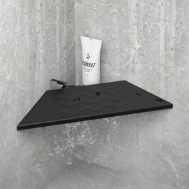 Bernkot 10'' Corner Foot Rest for Shaving Legs, Wall Mounted Foot Ledge for Bathroom Inside Shower, 304 Stainless Steel Footrest with Shaving Holder (Black)