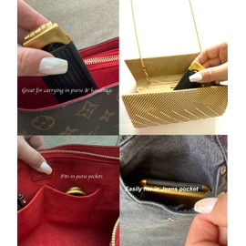 2 Gold ALAZCO Folding Hair Brush With Mirror Compact Pocket Size Travel Car Gym Bag Purse Locker Swimming Camping Sleepover Gift and more