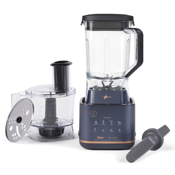 Oster Pro Series 2-in-1 Kitchen System with XL 9-Cup Tritan Jar, Food Processor and Tamper Tool, Dark Blue