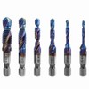 Yakamoz 6Pcs Hexagon Titanium Drill Tap Combination Bit Set, 1/4"
