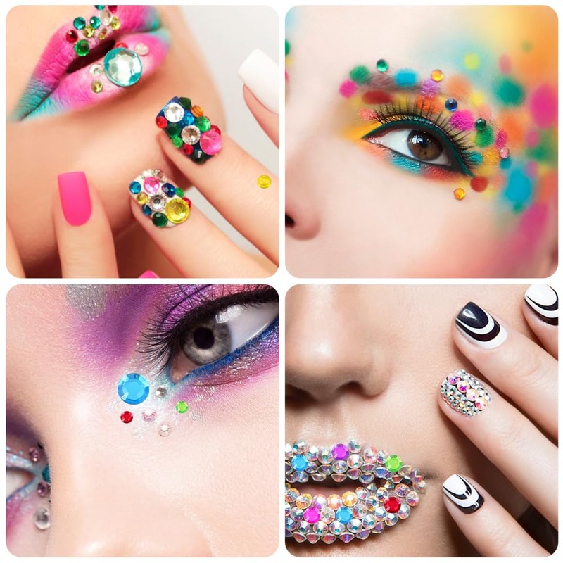 JOLCEEY Nail Art Rhinestones 4mm Bedazzling Kit Flat Back Gems