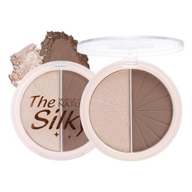 Contour Palette Make Up Powder, 2-in-1 Highlighter & Contour Bronzer Natural Look Long-Lasting Sweat-Resistant, Shimmering 3D Highlight Matte Powder Makeup for Women & Girls