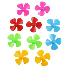 BOROLA 10 Pcs Four Wings Helical Fan Feather Toy Parts, Compatible Model Ship Propeller Aircraft Boat Small Fan Science and Education Toy (5 Color)