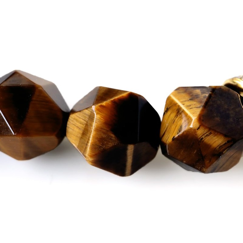 Gold Stone Tiger Eye Onyx Bracelet, Men's Star Cut, 0.4