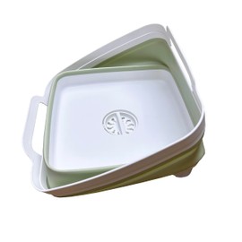 Leemeimei 9L (2.4Gal) Dish Basin Collapsible with Drain Plug , Space Saveing Kitchen Storage Tray Dish Wash Basin, Portable Dish Tub, Foldable Dishpan for Camping ,RV,Green