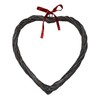 Grey Wash Willow Wide Heart Wreath With Red Spotty Ribbon