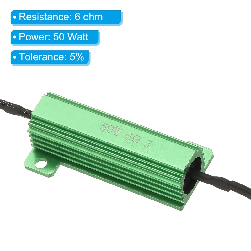 PATIKIL 50W 6 Ohm Aluminum Shell Resistor, 4Pcs Aluminum Housing