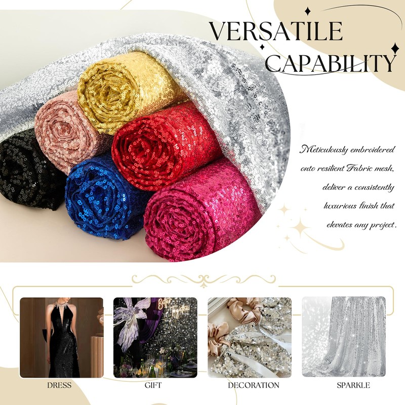 YPDY 1 Yard Gold Sequin Fabric,48 Inch Width by The