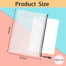 Dorkis 24 Bolsas de Malla con Cierre, 34 x 23 cm Bolsas de Malla con Cremallera para Documentos, Bolsa de Malla de Plástico con Cremaller, Bolsa de Documentos de Plástico Impermeable para Organizar