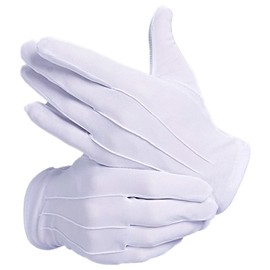 PremiumMM White Gloves, Anti-slip, Set of 10, For Formal Ceremonies, Cotton, Driver Gloves, White, Solid, For Security Drivers, Hotelman, Elections, Disposable