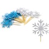 Confetti! - Snow Flake Cupcake Toppers Toothpicks, Sliver/Blue/Snow (Pack of