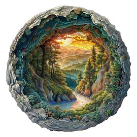 Wooden Jigsaw Puzzles, Wooden Puzzles for Adults, 3D Visual Colorful Puzzles-3D Cave Forest, Unique Shape Autostereoscopy Puzzle, Hard Challenge Puzzle for Family Friends (13.4 * 13.3in 300pcs)