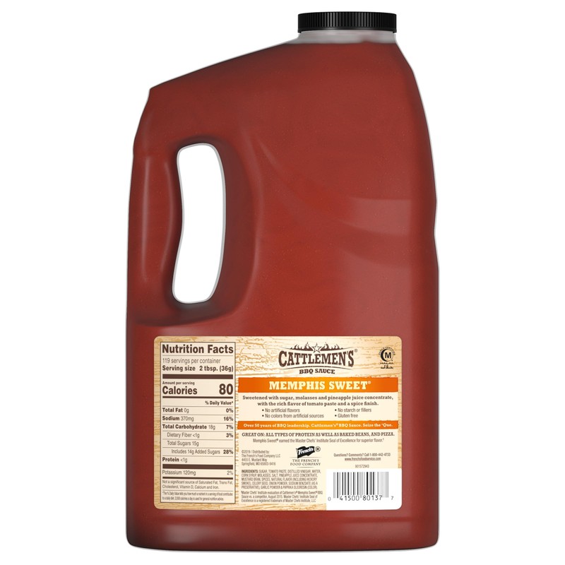 Cattlemen's Memphis Sweet BBQ Sauce, 1 gal - One Gallon