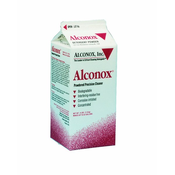 Alconox 1104 Powdered Precision Cleaner, 9.5pH, 1:100 Dilution Ratio, 4lbs Box