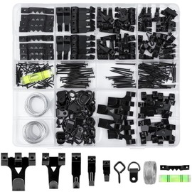 ZAselect 330Pcs Picture Hanging Kit, Picture Hangers, Heavy Duty Frame Hooks Assortment with Picture Wire, D Rings, Hardware Nails, Eye Hooks, Golden Heavy Duty Frame Hooks for Frames Mounting