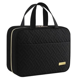 HOTOR Travel Toiletry Bag - Spacious Toiletry Bag for Men and Women, Cosmetic Bag, Water Permeable Travel Accessories, Medium, Black, 26.92 × 8.51 × 18.67 cm, black