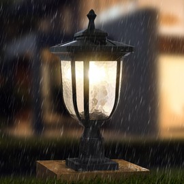 KMC KMC IGHTING ST4322Q Solar Lamp Post Lights Solar Post Lights Post Solar Lights 120 Lumen Die-Casting Aluminum with 3-Inch Fitter Base Black Pier Mount for Outdoor Garden Post Pole Landscape Yard