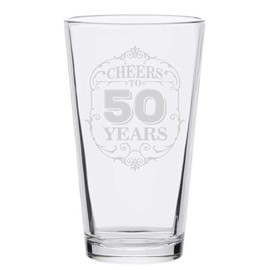 Veracco Cheers To 50 Fifty Years 50th BirthdayGifts For Him Her 50 and Fabulous Pint Beer Glass (Clear, Glass)