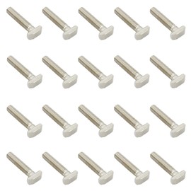 20 PCS M8 Thread T-Slot Drop-in Stud Sliding Screw Bolt, TTZEZE Heavy Duty Silver Tone Carbon Steel Nickel Plated Hammer Head Bolt T Shape Screws for European Standard 40 Series Aluminum Profile
