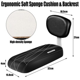 TOPCABIN Bicycle Manned Cushion Mountain Bike Back Shelf Seat Cushion Manned Comfortable Saddle Children Back Seat(Black-Armsrest&Backrest)