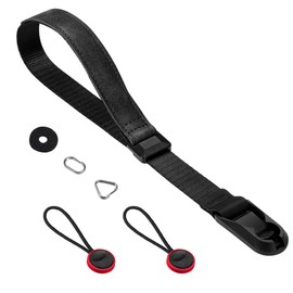 [Cobby] Wrist Strap Hand Strap Magnetic Buckle Anchor Design Nylon + Leather for SLR Mirrorless with Oval Triangle Ring Interchangeable (Black)