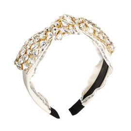 EVER FAITH Rhinestone Headband for Women Sparkly Crystal Padded Wide Headbands Bow Hairpiece Hairpiece, Unit size, Crystal, No gemstone