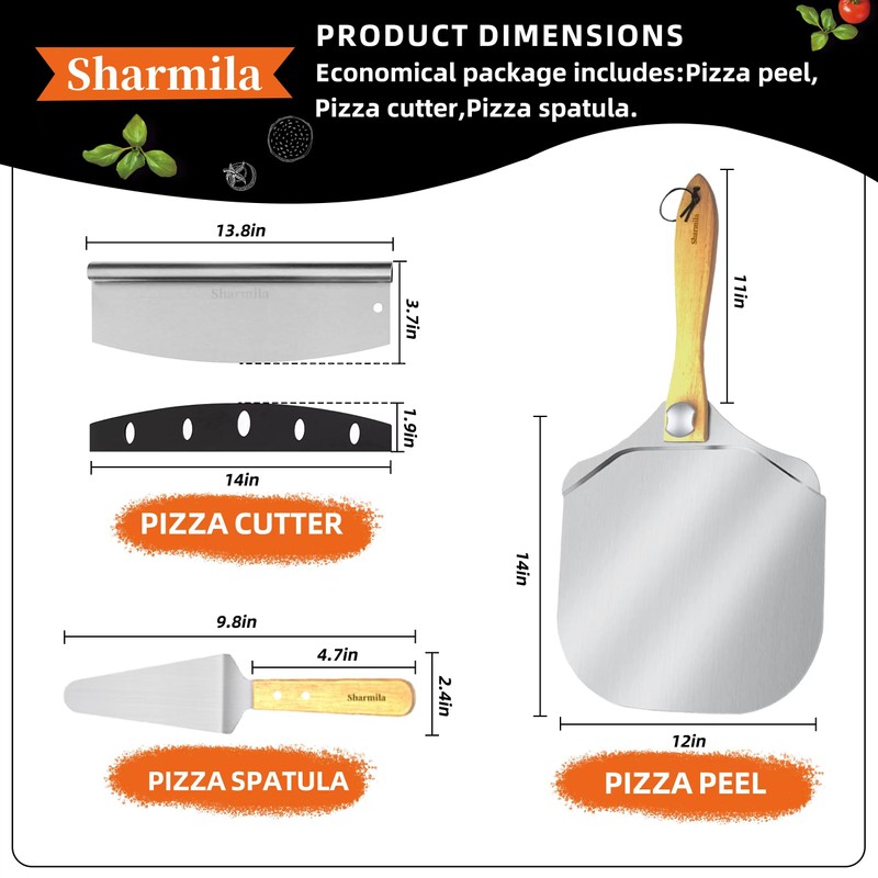 Sharmila Pizza Peel 12 Inch, Aluminum Pizza Paddle with Foldable