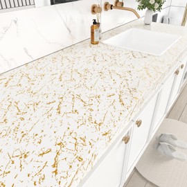 EPPKILY White Gold Marble Contact Paper Peel and Stick for Countertops Thicken White Marble Wallpaper Self Adhesive Countertop Contact Paper Waterproof for Kitchen Bathroom Cabinets Table 15.7"×78.7"