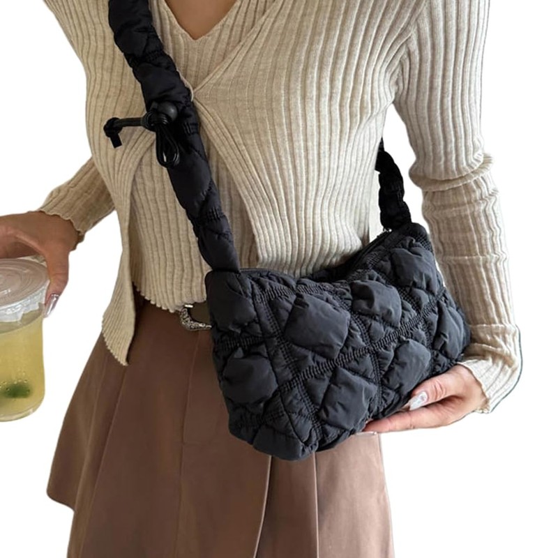TQUXNGA Pleated Shoulder Bag, Underarm Shoulder Bag, Quilted Handbag Purse,