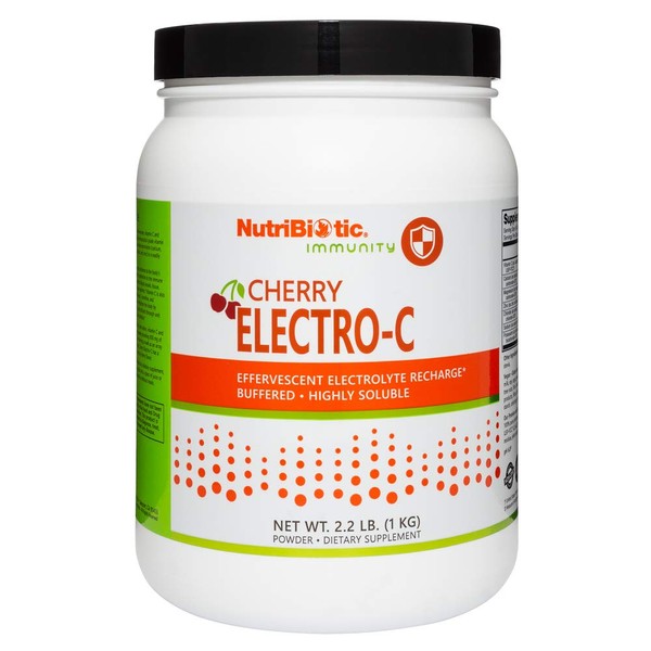 NutriBiotic - Cherry Electro-C Vitamin C & Electrolyte Powder, 2.2 Lb | 850 Mg Vitamin C Per Serving | Effervescent Electrolyte Recharge | Buffered & Highly Soluble | Non-GMO & Gluten Free