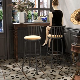 Homy Casa Dining Barstools with 360-Degree Swivel, Comfortable Cushioned Seat, and Sturdy Metal Frame for Kitchen, Dining Room, and Restaurant Bar