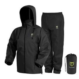 TideWe Rain Suit, Waterproof Breathable Lightweight Rainwear (Black Size M)