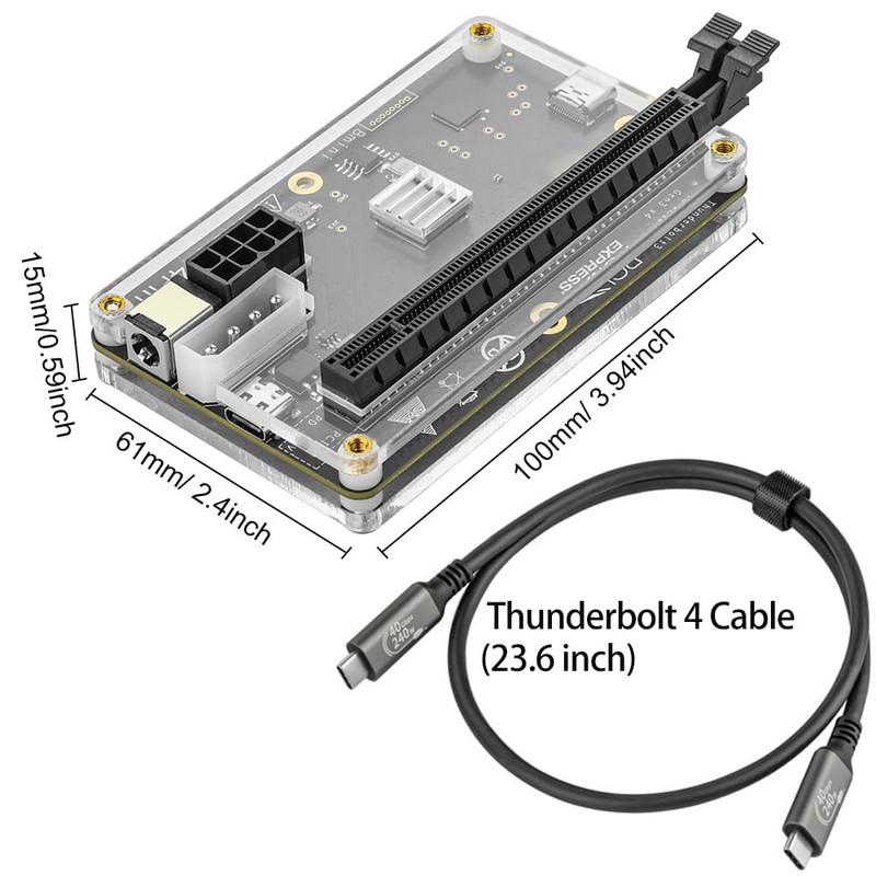 PCIE 3.0 x16 22Gbps eGPU DOCK, Thunderbolt 4 cable, compatible