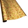 Caspari Evergreen And Berries Gold Foil Roll Wrap - includes