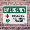 First Aid Kit AED Inside Cabinet With Symbol OSHA Emergency