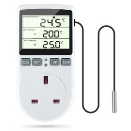 Doright Digital Temperature Controller,LCD Screen Heating Cooling Temperature Switch,Thermostat UK Plug 250V/13A Digital Temperature Controller for Greenhouse Farm Terrarium Reptile