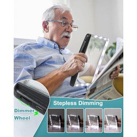 5X Rechargeable Magnifying Glass for Reading, Large Bright LED Lighted Full Page Magnifier, Lightweight Rectangular Handheld Magnifier with Light for Reading Small Prints for Seniors, Low Vision