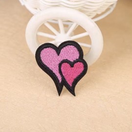 Heart - Double Hearts - Love - pink Iron On Applique Patch  131