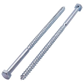 SKIR'CO (6 pcs) DIN 571 Zinc Plated Steel Hexagon Head Wood Screws M8 x 180 mm, Coach Screws, Hex Screw, Lag Bolts