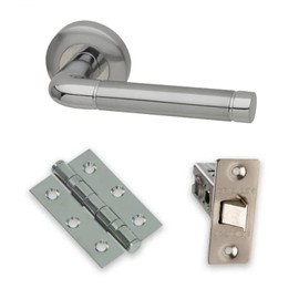 UAP Door Handle Pack - Door Handle Set For internal Doors, With Handles, Hinges, Tubular Mortice Latch, Intelligent Hardware Latch Pack, Polished Chrome Satin Chrome Blister Pack (Apollo Style Handle)