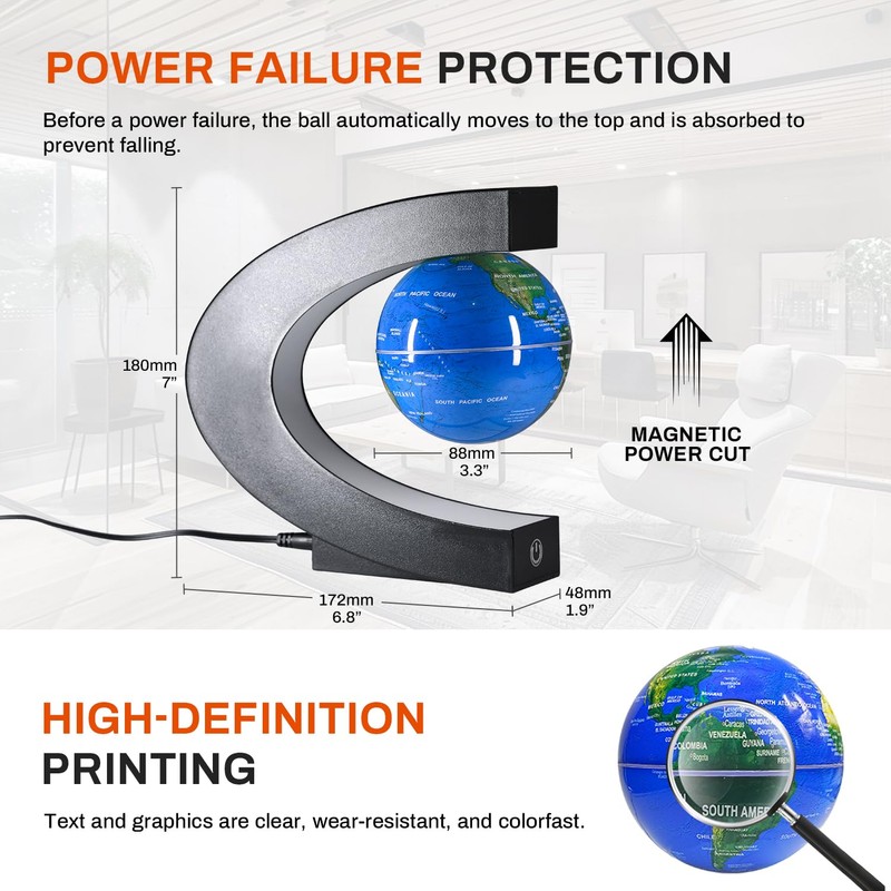 COCOSY LED Globe C Shape Floating Globe 8.5cm Magnetic Floating