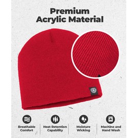 Original Beanie Cap - Soft Knit Beanie Hat - Warm and Durable (Red)