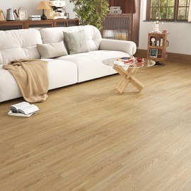 VEELIKE Natural Brown Vinyl Plank Flooring Self Adhesive Peel and Stick Floor Tile Waterproof Wood Vinyl Flooring 32 Pack 47 Sq.Ft. Glue Down Vinyl Sheet Flooring for Kitchen Bedroom Bathroom Floor