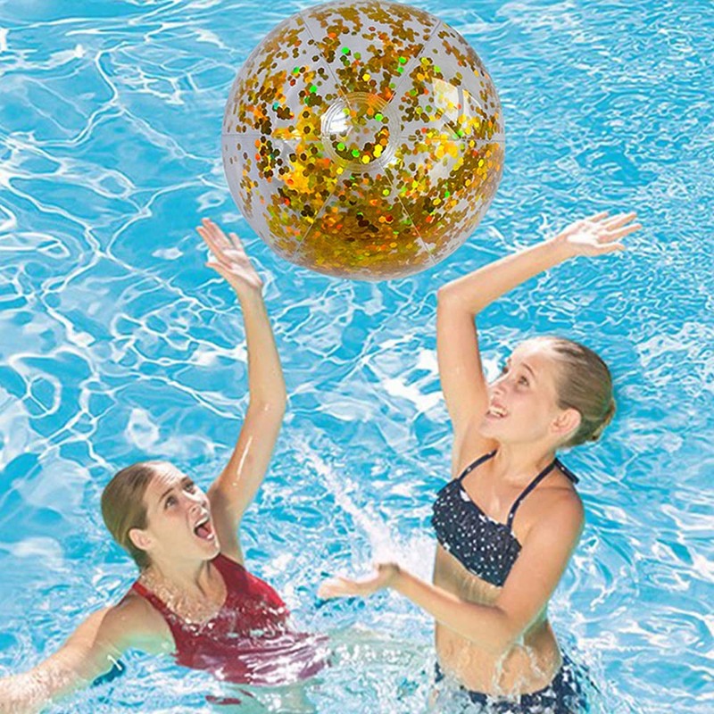 Xtahdge 40cm/16" Beach Ball Transparent Inflatable Pool Toy Ball with